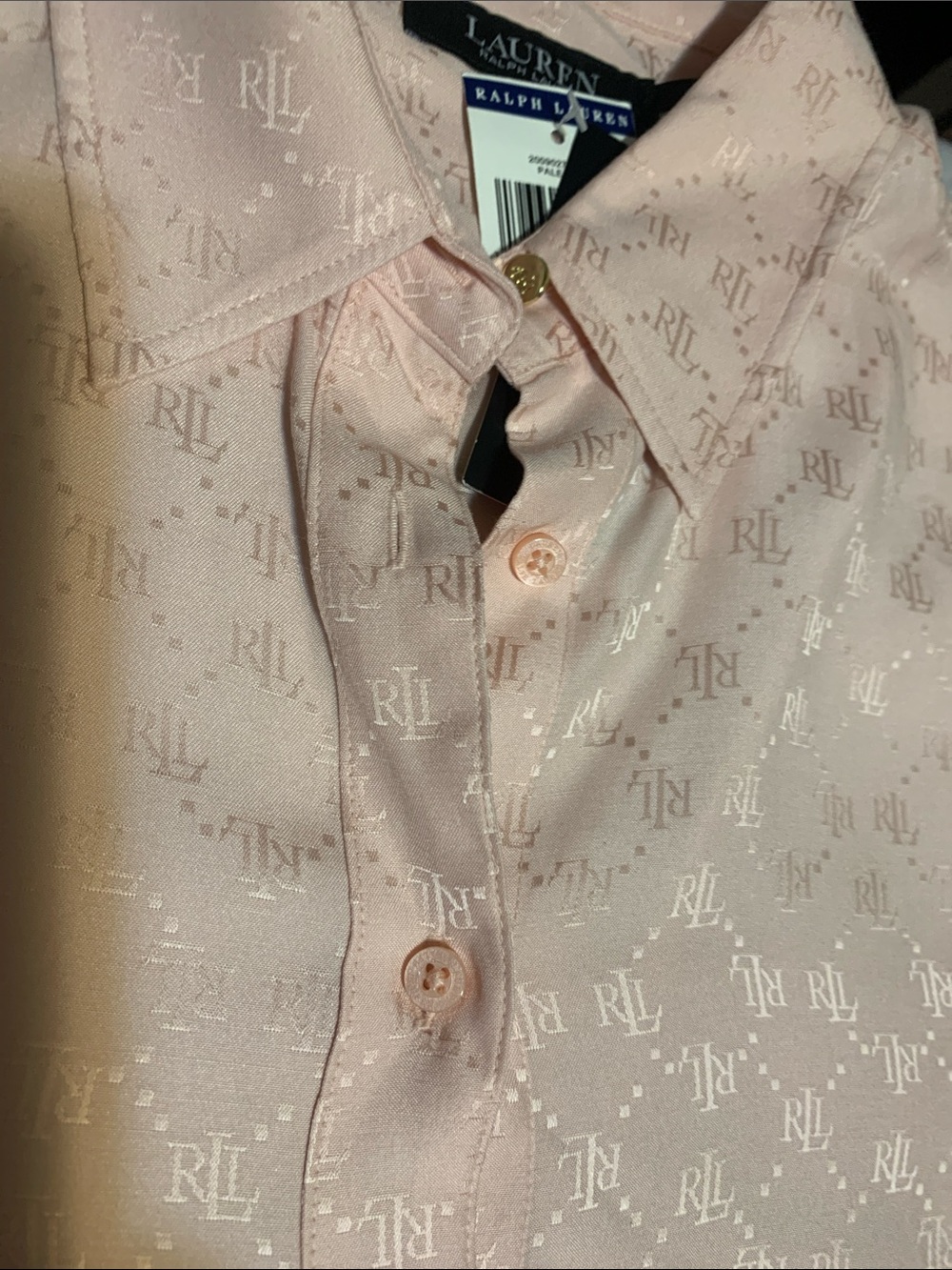 Lauren Ralph Lauren Light Pink Long Sleeve Shirt Dress with Tie